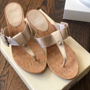 Coach Bernadette logo wedge thong sandal